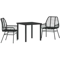 VidaXL 3-teiliges Garten-Ess-Set Schwarz Poly-Rattan
