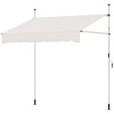 COSTWAY Klemmmarkise Gelenkarmmarkise 200cm breit, mit Handkurbel, Balkon weiß 200 cm x 300 cm
