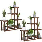 Yaheetech 2x Pflanzenregal Holz Blumenregal 5 Ebenen Blumentreppe Holzregal Blumenbank Balkon Garten Outdoor Wohzimmer