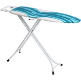 Mabel Home Adjustable Height, Deluxe, 4-Leg, Ironing Board, Extra Cover, Blue/White Patterned