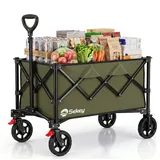 Sekey Bollerwagen Bollerwagen Faltbar Handwagen Belastbar bis 150kg Transportwagen, Zusammenfaltbar aus 4 Richtungen, mit verstellbarem Handgriff grün