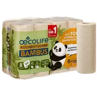 oecolife Küchenrollen Bambus 3-lagig 8 Rollen