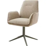 DeLife Drehstuhl Zoa-Flex Materialmix Schlamm Fußkreuz Effektfinish Titan 360° drehbar Wippfunktion Taschenfederkern, Esszimmerstühle