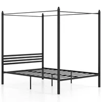 Costway Himmelbett 140x200 cm, Bettgestell mit Lattenrost, Metallbett, Doppelbett,