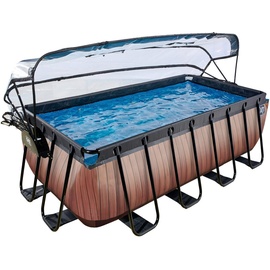 EXIT TOYS Wood Pool 400 x 200 x 122 cm inkl. Sandfilter und Abdeckung