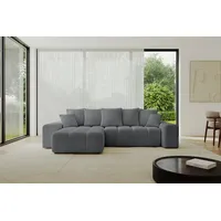 altdecor Ecksofa Cord mit Schlaffunktion 2-Sitzer Dunkelgrau