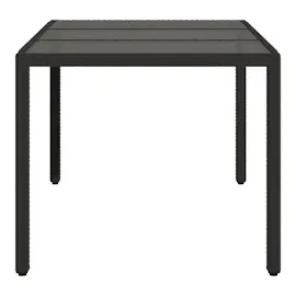 vidaXL Gartentisch mit Glasplatte Schwarz 150x90x75 cm Poly Rattan