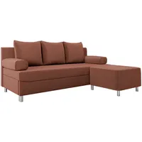 Mirjan24 Schlafsofa Dover, Sofa mit Bettkasten und Schlaffunktion, Bettsofa, Farbauswahl, Schlafcouch mit Chromfüße, Couchgarnitur, Polstersofa (Kronos 29, mit Polsterhocker)