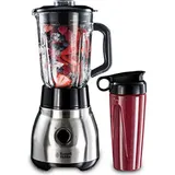 Russell Hobbs 2 In 1 Standmixer Glas Smoothie Maker 600 W - Schwarz/Silber