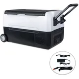 Puluomis Kompressor Kühlbox elektrisch 35L Auto Camping 12V 230V, Gefrierbox Tragbar mit Rollen, Kühl - Gefrierkombination bis -20° C, schwarz - Schwarz