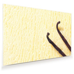 Primedeco Glasbild Wandbild Cremiges Vanilleeis mit Aufhängung, Süsses gelb 75 cm x 50 cm