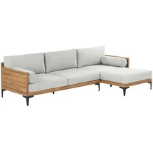 Beliani Gartensofa Grau, Heller Holzfarbton Schwarz, 150x254x77