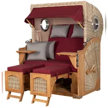 Mr. Deko Strandkorb Komplettset - bene living - Ammersee Teak - PE shell - Modell 594 - inkl. Liftersystem