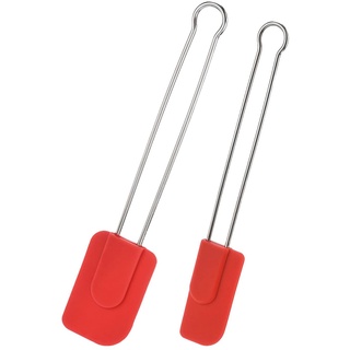 Westmark 2 Koch- und Teigschaber mit Silikonkopf, Länge: 22,5 cm/28,5 cm, Silikon/Rostfreier Edelstahl, Silicone, Rot/Silber, 154622E7