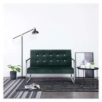 vidaXL 2-Sitzer-Sofa mit Armlehnen Dunkelgrün Chrom und Samt