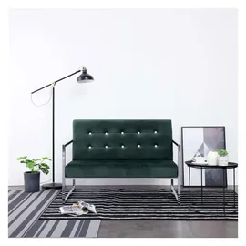 vidaXL 2-Sitzer-Sofa mit Armlehnen Dunkelgrün Chrom und Samt