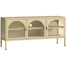 [en.casa] Vitrinen-Sideboard Klippestad 118 x 35 x 55 cm Kamelfarben