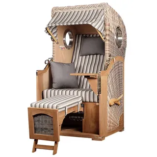 Mr. Deko Strandkorb Komplettset - bene living - Ammersee Single Teak - PE shell - Modell 545 - inkl. Liftersystem