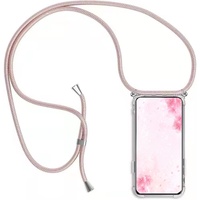 HomiTunky Handykette Handyhülle für Samsung Galaxy S23 FE mit Band - Handy-Kette Handy Hülle mit Kordel zum Umhängen Handyanhänger Halsband Lanyard Case - Transparent Schutzhülle in Roségold