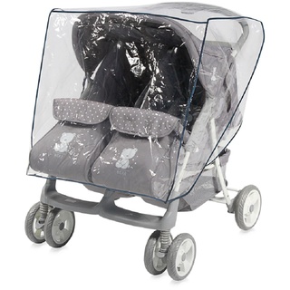 Lorelli Regenschutz Duo, Geschwisterkinderwagen, für alle Zweisitzer Kinderwagen transparent