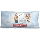 Sunnywall® Kissen selbst gestalten mit eigenem Foto Fotokissen individuell personalisiert Foto Layout (80 x 40 XXL Fische blau, weiß flauschig samtweich)