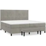 vidaXL Boxspringbett mit Matratze Hellgrau 200x200 cm Samt1469457