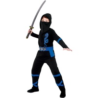Wicked Costumes Kinderkostüm Power Ninja, Schwarz/Blau, Größe L (8–10 Jahre)