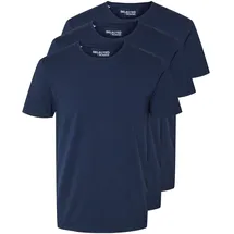 Selected T-Shirt "SLHROLAND SS O-NECK TEE 3-PACK NOOS", Herren, Gr. XXL, blau (navy blazer), Jersey, Obermaterial: 95% Baumwolle, 5% Elasthan, unifarben, Basic, regular fit normal, Rundhals, Shirts T-Shirt