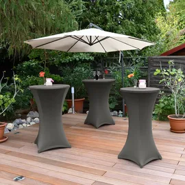 Beautissu Stella Stehtischhusse Ø 60 cm Anthrazit