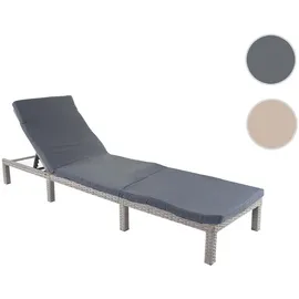 MCW Poly-Rattan Sonnenliege A51 Basic Grau Kissen Dunkelgrau