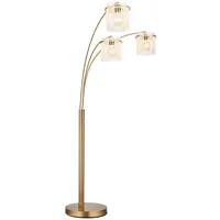 GLOBO Stehlampe Stehleuchte gold 3 flammig Beistelllampe, Glasstäbe opal,