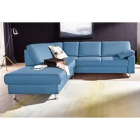 Ecksofa SIT & MORE "Belfort L-Form" Sofas Gr. B/H/T: 243cm x 88cm x 218cm, Flachgewebe, Ottomane links, ohne Funktion, blau (pacific) wahlweise mit Vorziehsitz und Bettkasten