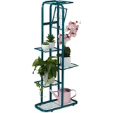 Relaxdays Blumentreppe Metall, 6-stufige Blumenetagere, außen & innen, HBT 107 x 44 x 24 cm, Pflanzenregal, grün