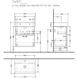 Sanipa Waschtischunterschrank 2 Auszüge 56 x 59 x 40 cm Eiche Natural-Touch