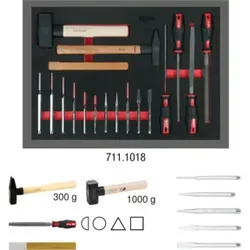 KS Tools Feilen-, Meißel- und Hammer-Satz, 18-tlg. in 1/1 Systemeinlage