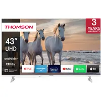 Thomson 43 Zoll (109 cm) UHD Weiß Fernseher Smart Android TV (WLAN, HDR, Triple Tuner DVB-C/S2/T2, Sprachsteuerung, Netflix, YouTube, Prime Video, Disney+) – 43UA5S13W-2023...