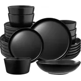 Tectake Una Tafelservice 24-tlg. für 6 Personen schwarz