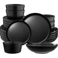 Tectake Una Tafelservice 24-tlg. für 6 Personen schwarz