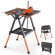 Goplus 2 in 1 Werkbank klappbar, Arbeitstisch höhenverstellbar mit 454 kg Kapazität, 4 Spannbacken, 2 Schnellspannern, multifunktionaler Werktisch