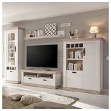 Lomadox Wohnwand Im Landhaus Design Ferna-61 In Pinie Weiß Und Oslo Dunkel Nb. B/h/t Ca. 330x201x44cm