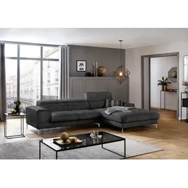 W.Schillig Eckcouch Mikrofaser 3-Sitzer Grau
