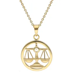 trendor 15560-10 Sternzeichen Waage Gold 333 mit Opal + vergoldete Kette, 38 cm