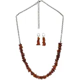 Steuer Ohrhänger Set aus Collier und Ohrhänger Bernstein braun MPNR one-size