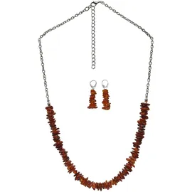 Steuer Ohrhänger Set aus Collier und Ohrhänger Bernstein braun MPNR one-size