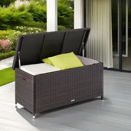 Tectake Auflagenbox Kiruna mit Kunststoffgeflecht, 120x55x61,5cm, 270l