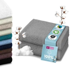 Set Handtücher Baumwolle Plain Design - Farbe: Grau, Größe: 90x200