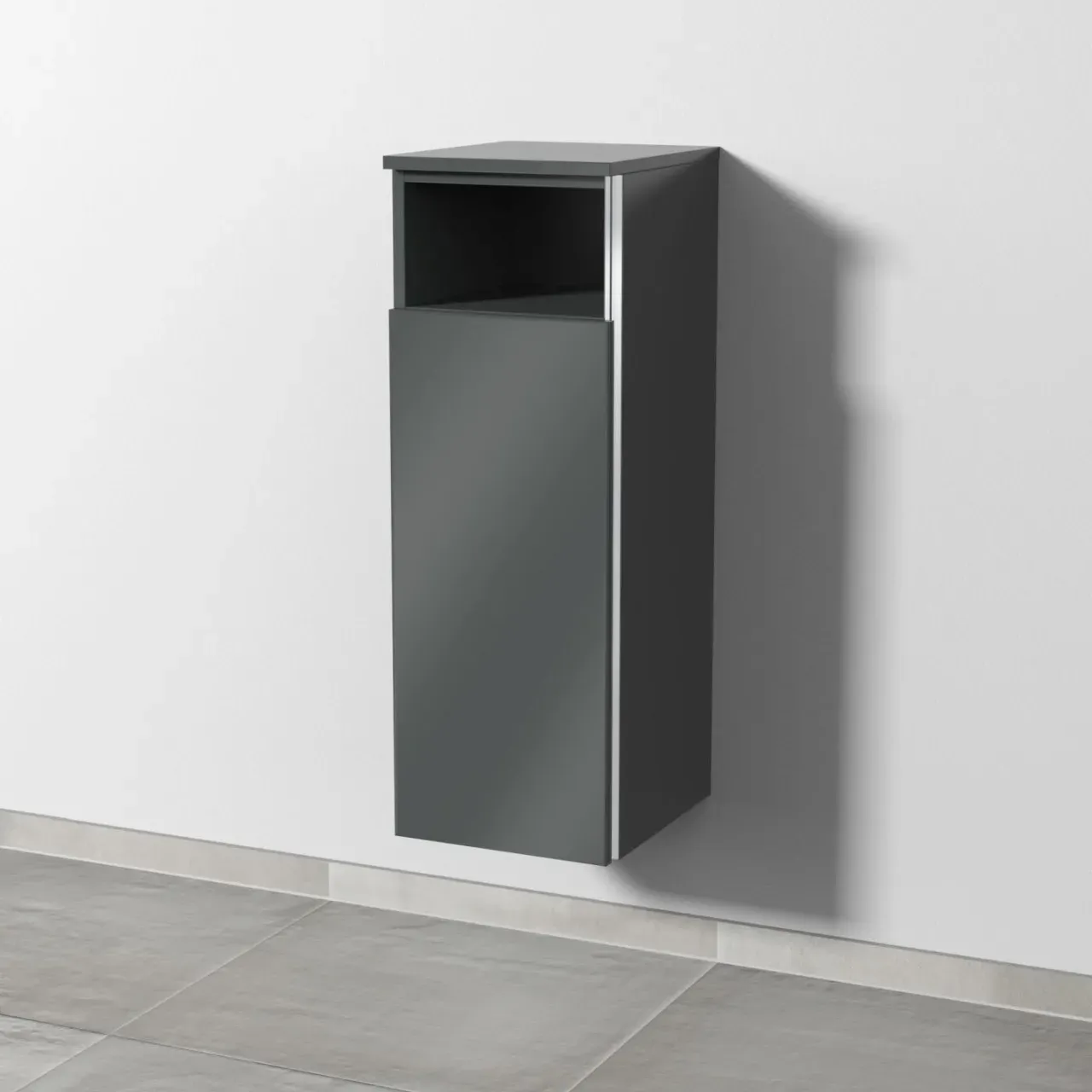 Sanipa 3way Mittelschrank mit 1 Tür und 1 offenem Fach, Anthrazit-Glanz, BS13079 BS13079