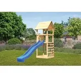 Woodfeeling Kinderspielturm Lotti mit 2,5m Rutsche blau