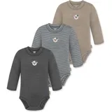 Normani Outdoor Sports 3er Pack Baby Merino Langarmbody „Tuai" in Beige/Grau/Anthrazit | Gr.: 80