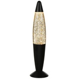 Licht-Erlebnisse Lavalampe Schwarz Gold Glitter 36 cm G9 Retro Tischleuchte